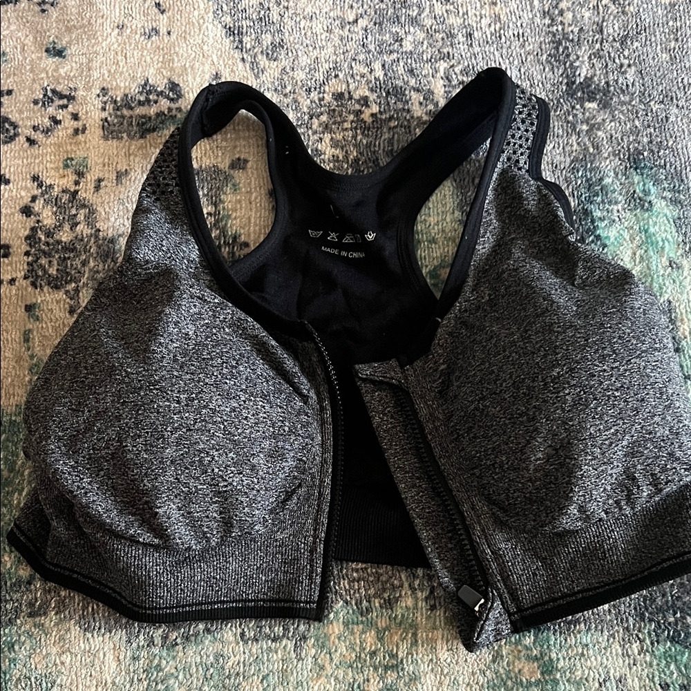 Gray Front-Zip Sports Bra - Women Intimates & Sleepwear